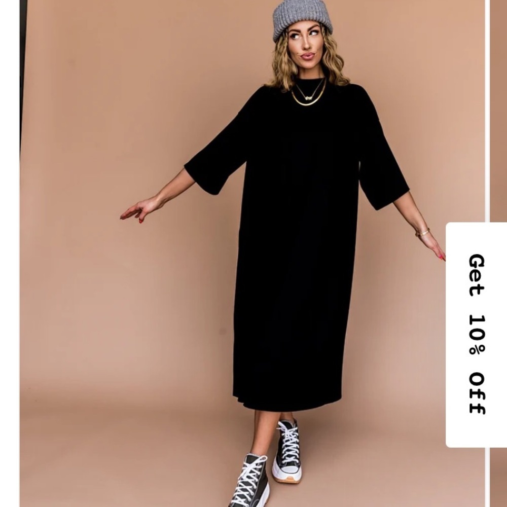 Ozzy ribbed Dress in Black Midi Dress dressed in Lala XL casual nwot spring boho - Picture 2 of 7